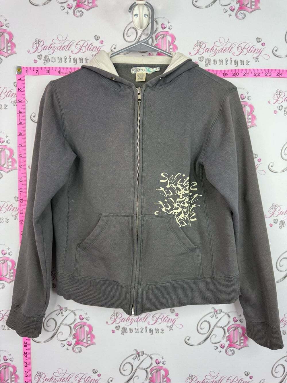 SPLIT hoodie sweater  Zip-Up Hoodie with Ivory Graphic tree on back